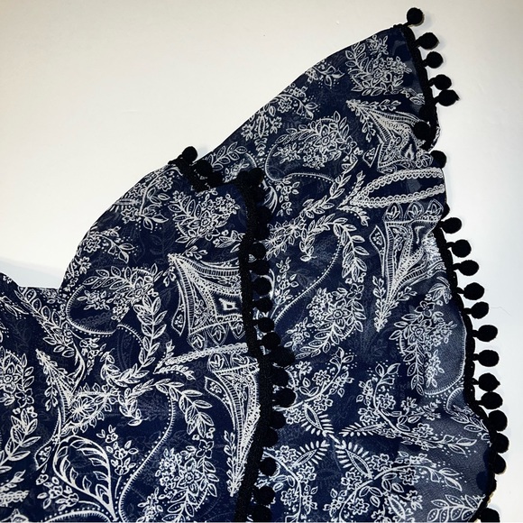 MISA Los Angeles Maya Bell Sleeve Peasant Top Blue/White Sz M - Picture 7 of 14